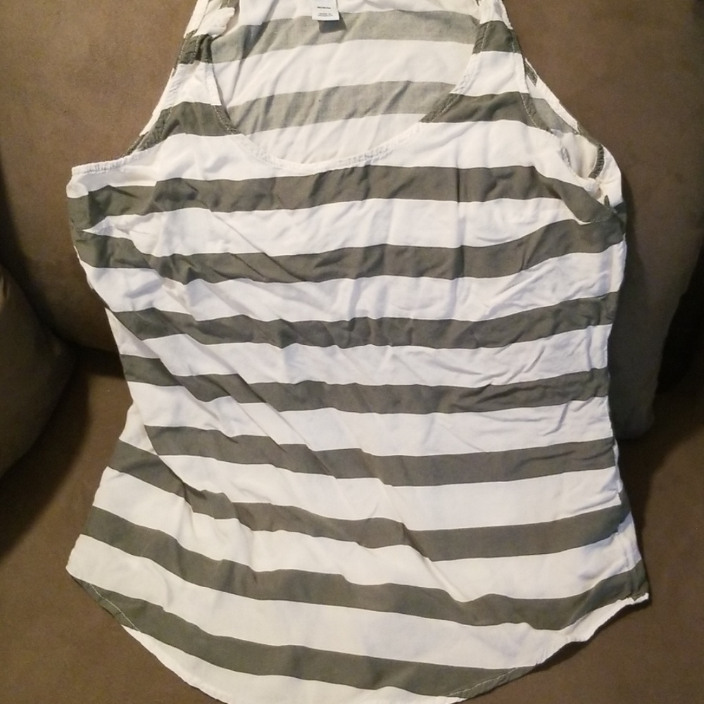 Old navy green striped linen tank